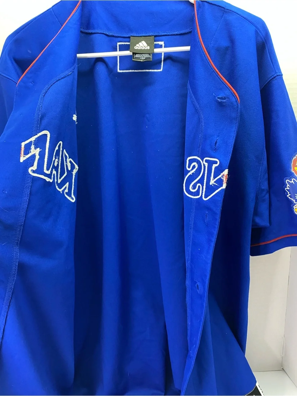 adidas Kansas Royal Blue Baseball Jersey with Red & White Trim